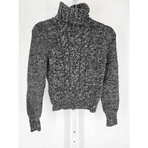 Express Womens Sz L Wool Cashmere Blend Turtleneck Sweater Gray Cableknit